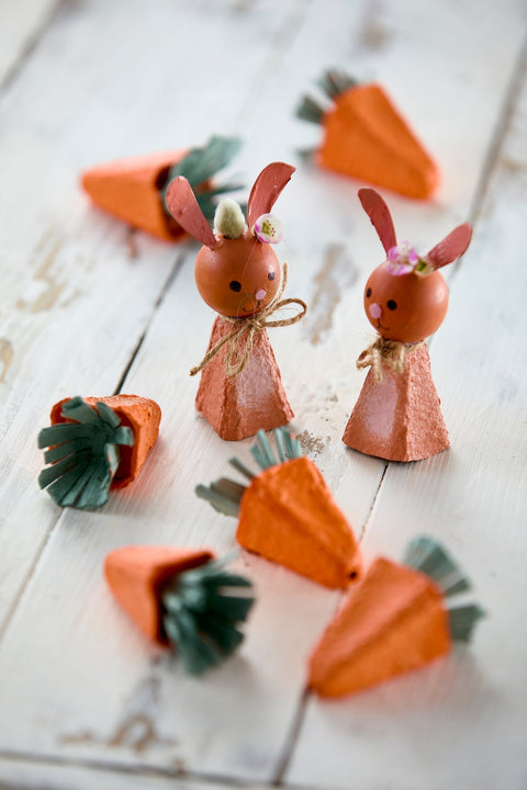 DIY: Lav søde påskeharer og gulerødder af en æggebakke