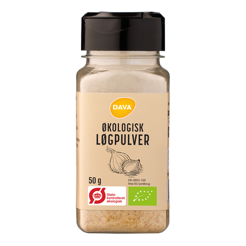 DAVA øko løgpulver 50 g i plastikbøtte
